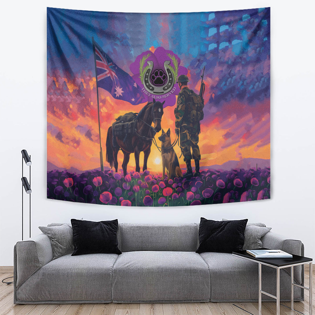 Australia Animals ANZAC Tapestry Dog And Horse Heroes Also Served