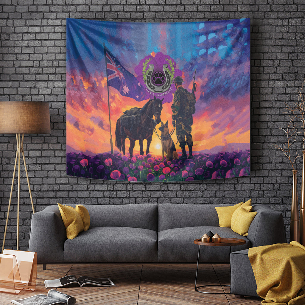 Australia Animals ANZAC Tapestry Dog And Horse Heroes Also Served