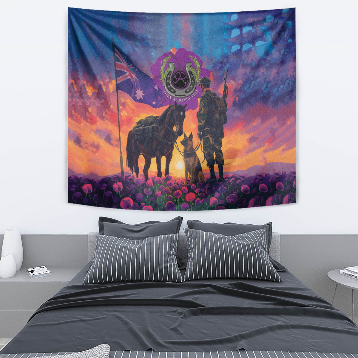 Australia Animals ANZAC Tapestry Dog And Horse Heroes Also Served