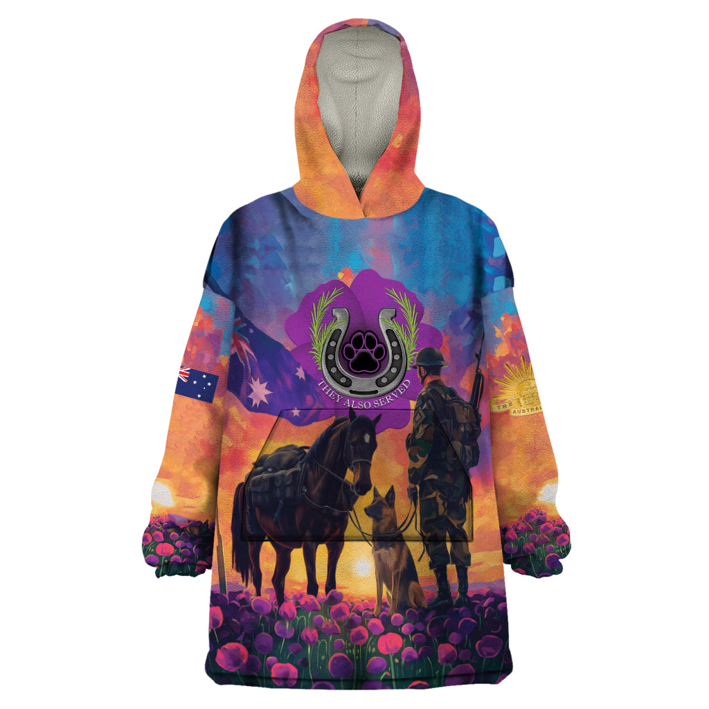 Australia Animals ANZAC Wearable Blanket Hoodie Dog And Horse Heroes Also Served