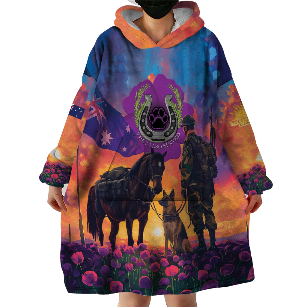 Australia Animals ANZAC Wearable Blanket Hoodie Dog And Horse Heroes Also Served