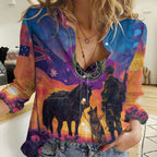 Australia Animals ANZAC Women Casual Shirt Dog And Horse Heroes Also Served