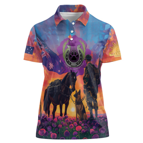 Australia Animals ANZAC Women Polo Shirt Dog And Horse Heroes Also Served