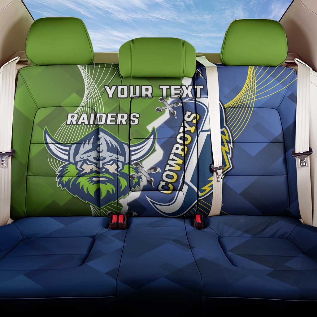 Personalised Cowboys And Raiders Rugby Back Car Seat Cover Sporty Version