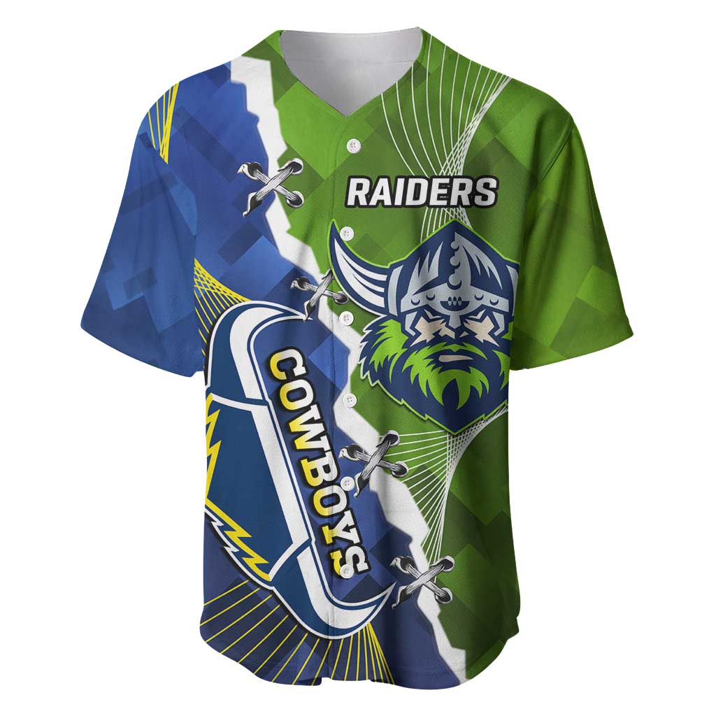Personalised Cowboys And Raiders Rugby Baseball Jersey Sporty Version