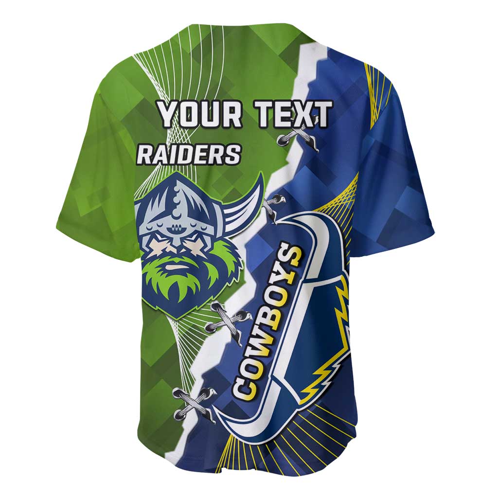 Personalised Cowboys And Raiders Rugby Baseball Jersey Sporty Version