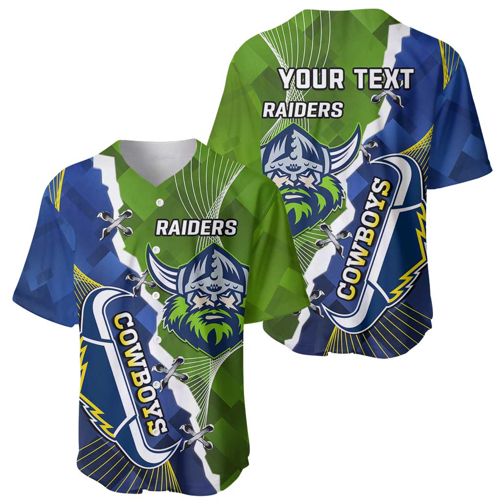 Personalised Cowboys And Raiders Rugby Baseball Jersey Sporty Version