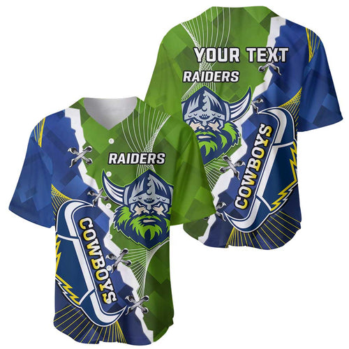 Personalised Cowboys And Raiders Rugby Baseball Jersey Sporty Version