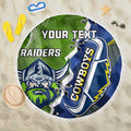 Personalised Cowboys And Raiders Rugby Beach Blanket Sporty Version