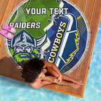 Personalised Cowboys And Raiders Rugby Beach Blanket Sporty Version