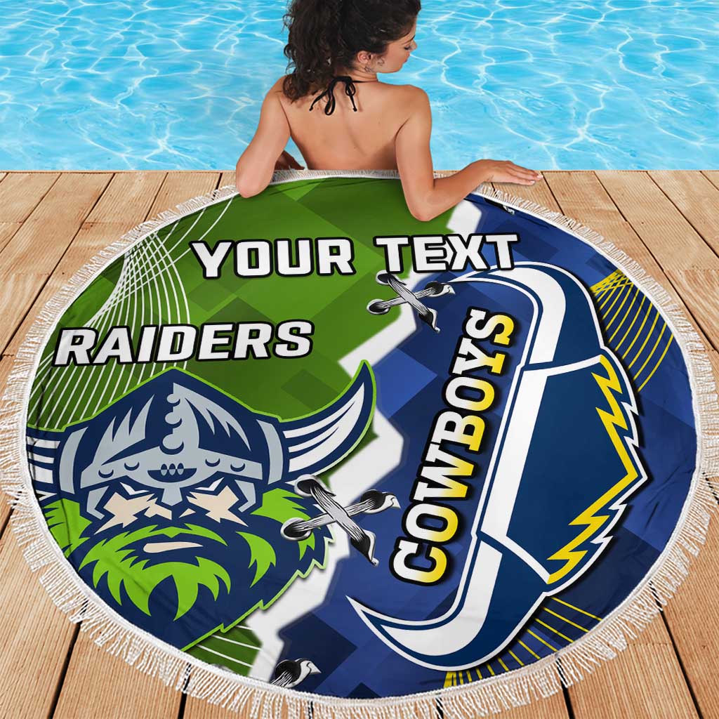 Personalised Cowboys And Raiders Rugby Beach Blanket Sporty Version