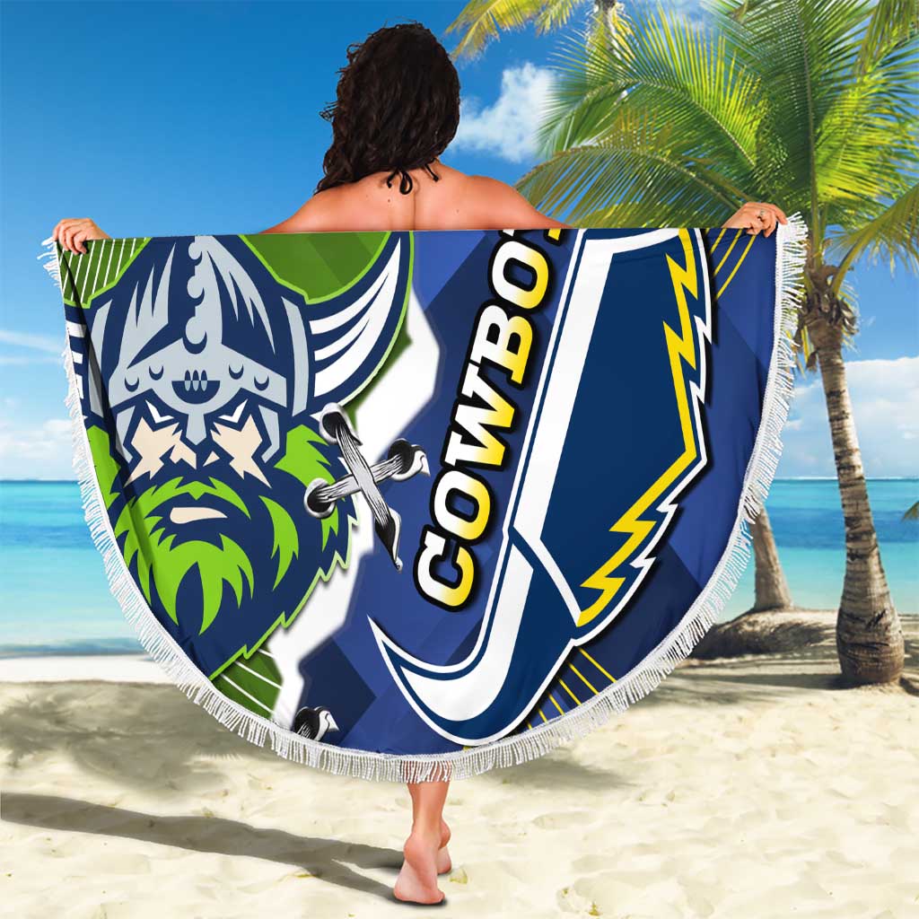 Personalised Cowboys And Raiders Rugby Beach Blanket Sporty Version