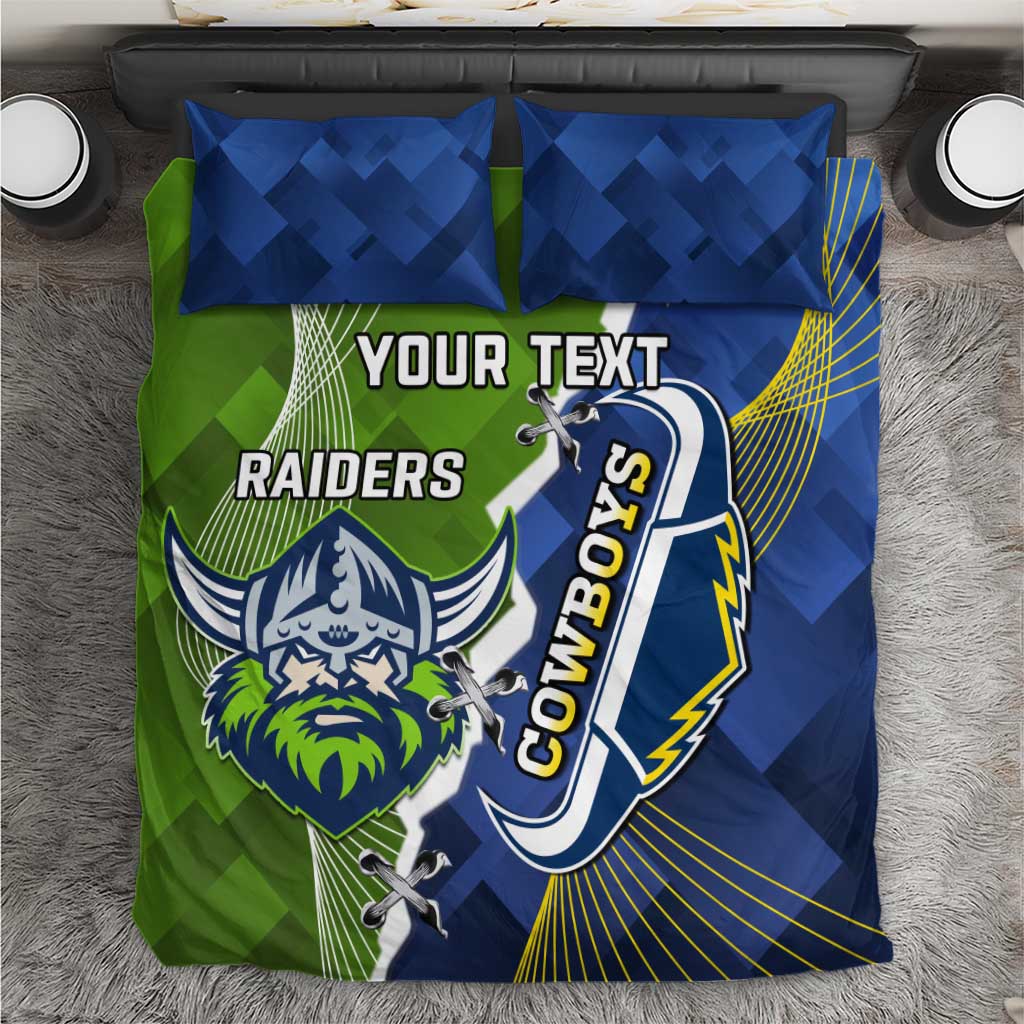 Personalised Cowboys And Raiders Rugby Bedding Set Sporty Version