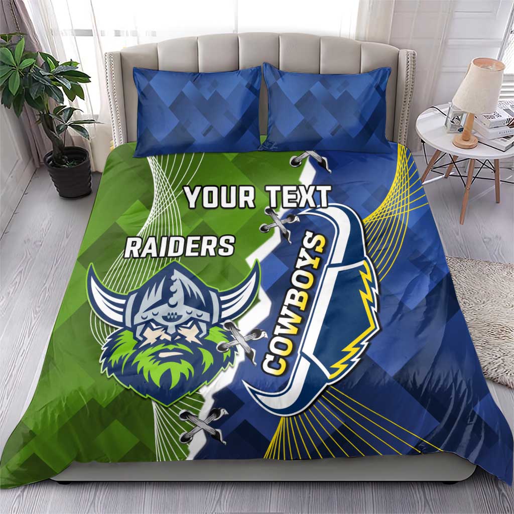 Personalised Cowboys And Raiders Rugby Bedding Set Sporty Version
