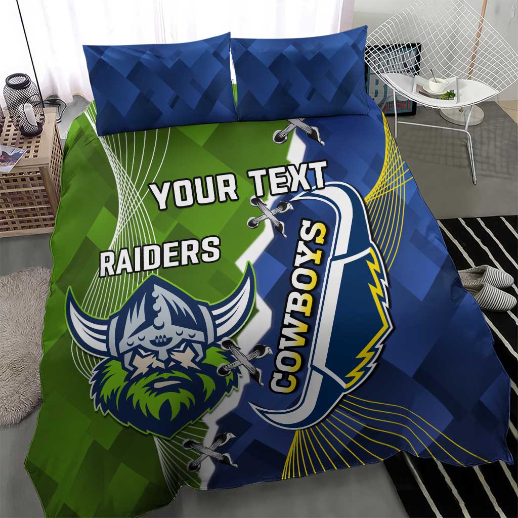 Personalised Cowboys And Raiders Rugby Bedding Set Sporty Version