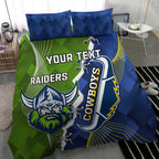 Personalised Cowboys And Raiders Rugby Bedding Set Sporty Version