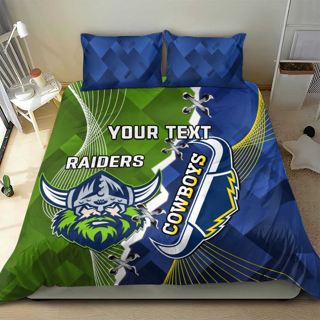 Personalised Cowboys And Raiders Rugby Bedding Set Sporty Version
