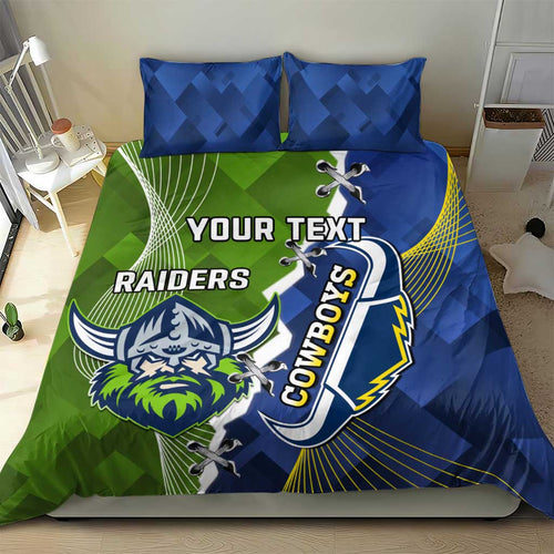 Personalised Cowboys And Raiders Rugby Bedding Set Sporty Version