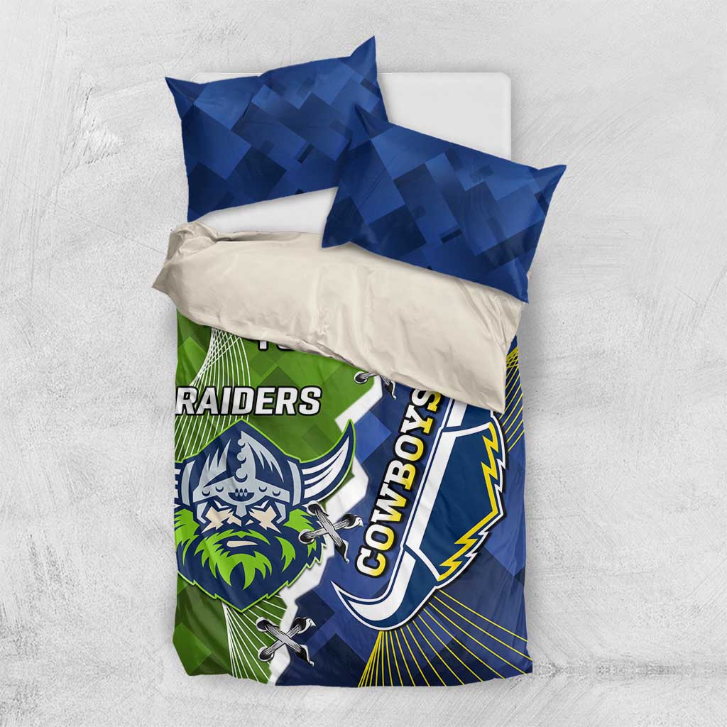 Personalised Cowboys And Raiders Rugby Bedding Set Sporty Version