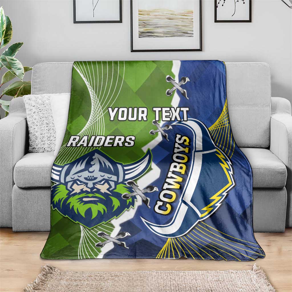 Personalised Cowboys And Raiders Rugby Blanket Sporty Version