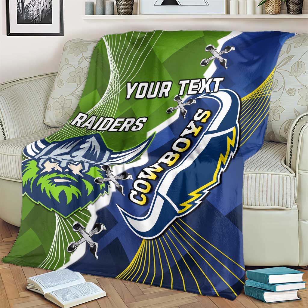 Personalised Cowboys And Raiders Rugby Blanket Sporty Version