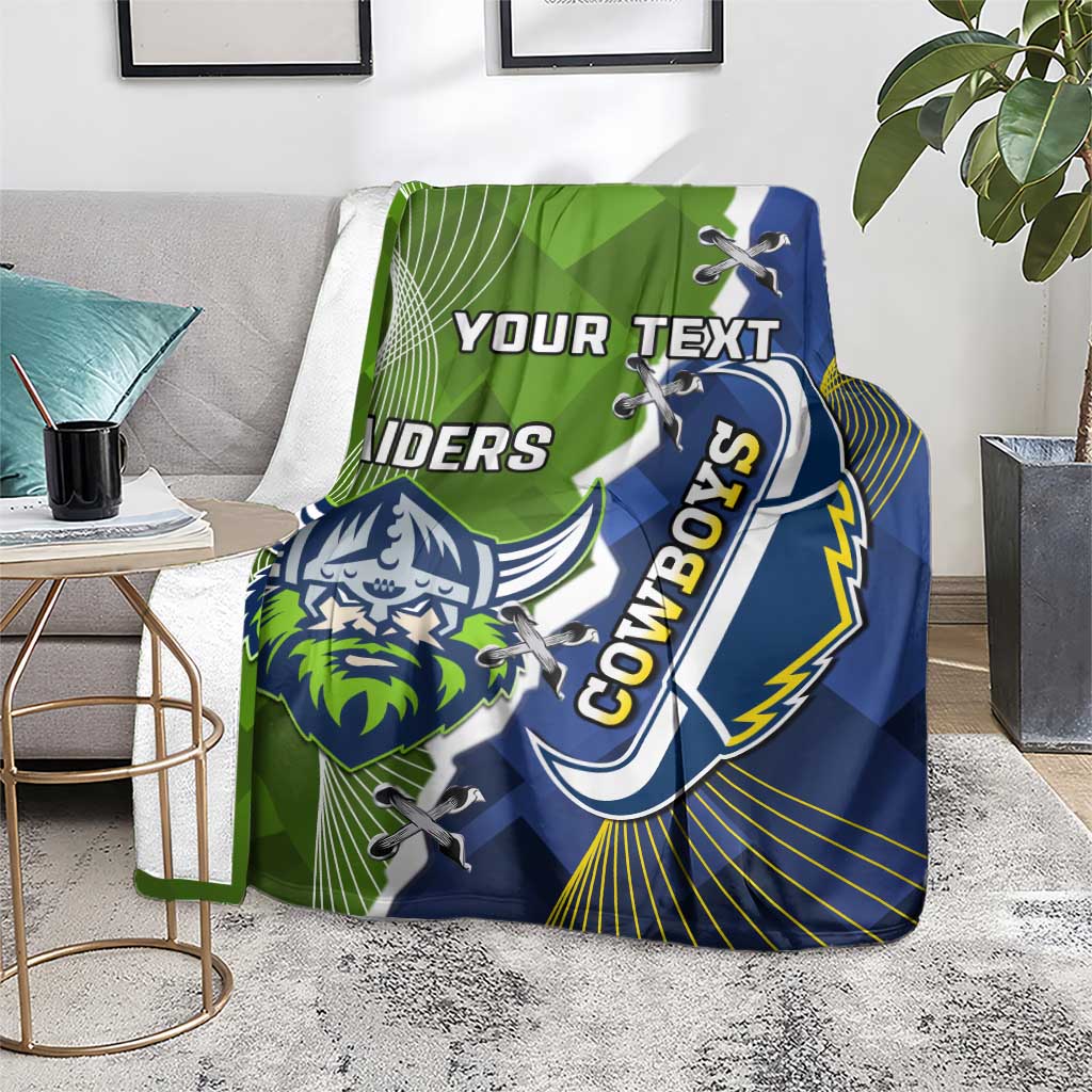 Personalised Cowboys And Raiders Rugby Blanket Sporty Version