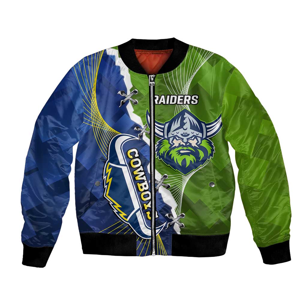 Personalised Cowboys And Raiders Rugby Bomber Jacket Sporty Version