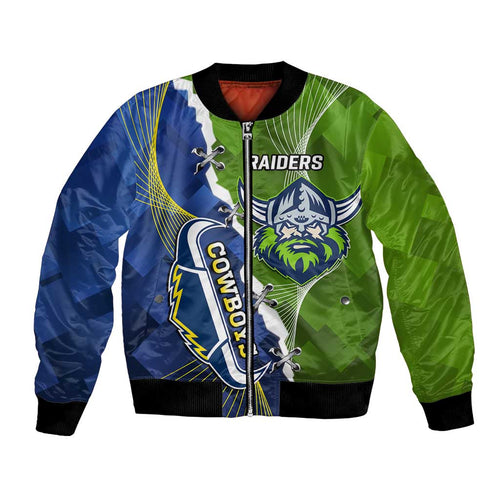 Personalised Cowboys And Raiders Rugby Bomber Jacket Sporty Version