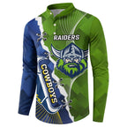 Personalised Cowboys And Raiders Rugby Button Sweatshirt Sporty Version