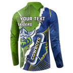 Personalised Cowboys And Raiders Rugby Button Sweatshirt Sporty Version
