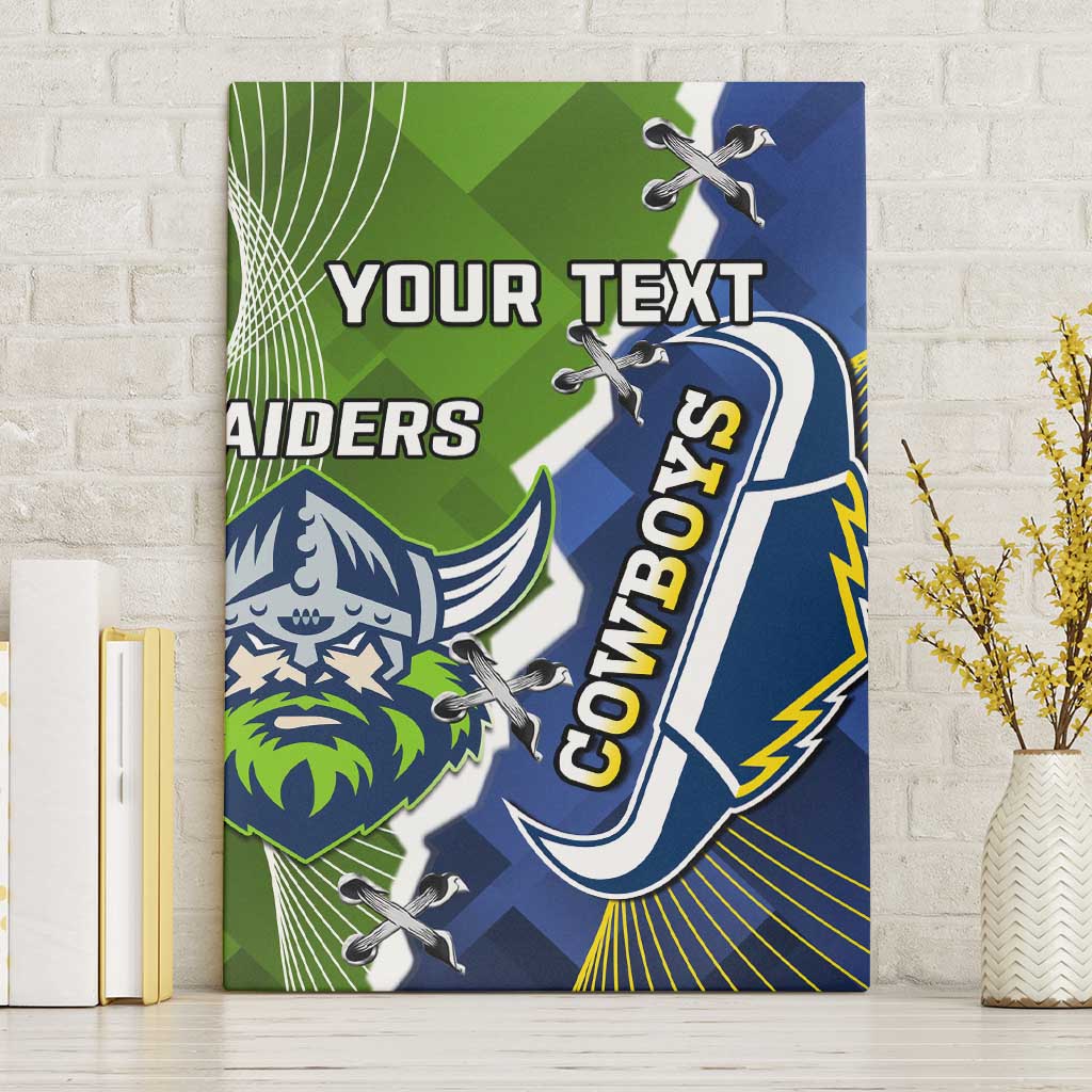 Personalised Cowboys And Raiders Rugby Canvas Wall Art Sporty Version