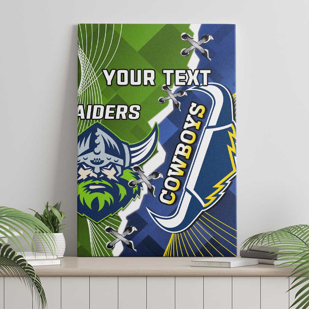 Personalised Cowboys And Raiders Rugby Canvas Wall Art Sporty Version