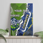 Personalised Cowboys And Raiders Rugby Canvas Wall Art Sporty Version