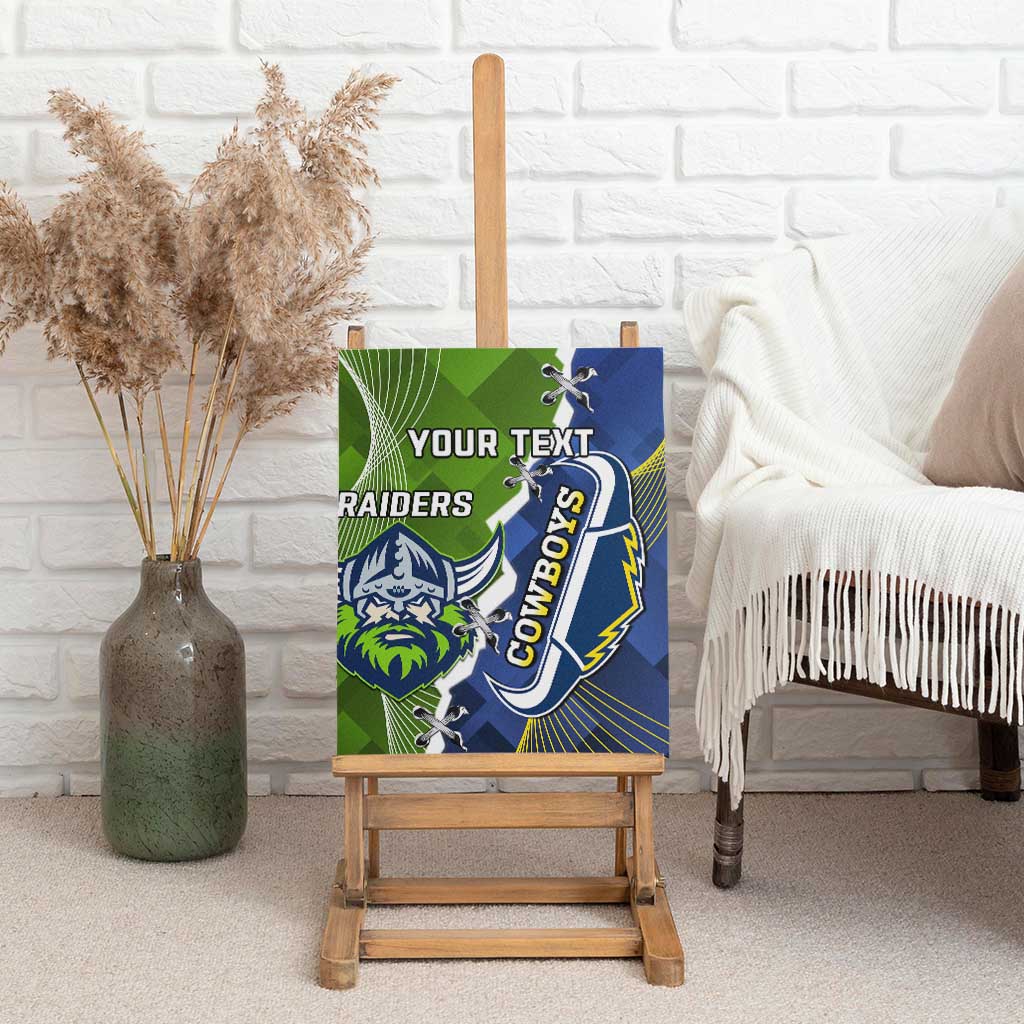 Personalised Cowboys And Raiders Rugby Canvas Wall Art Sporty Version