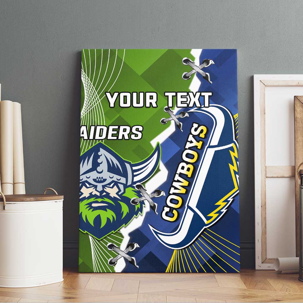 Personalised Cowboys And Raiders Rugby Canvas Wall Art Sporty Version