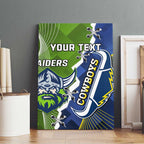 Personalised Cowboys And Raiders Rugby Canvas Wall Art Sporty Version