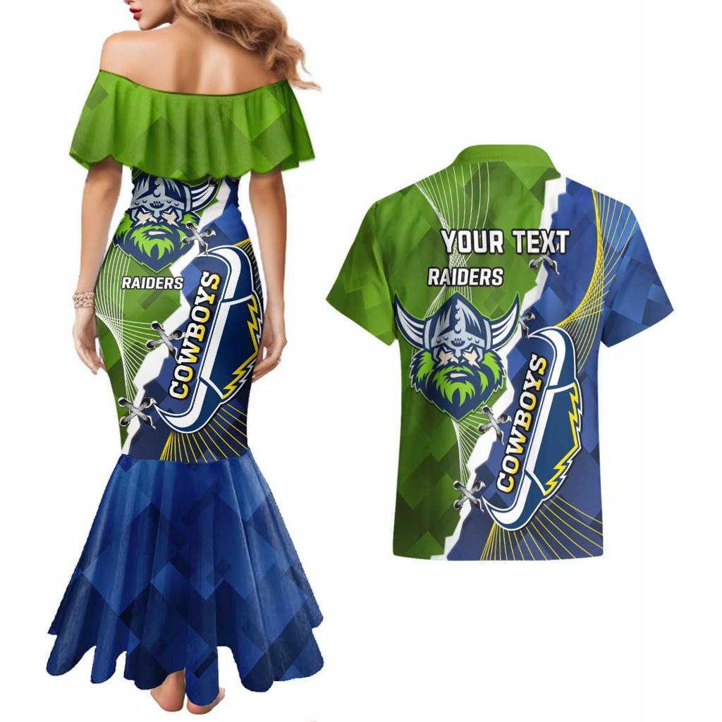 Personalised Cowboys And Raiders Rugby Couples Matching Mermaid Dress and Hawaiian Shirt Sporty Version