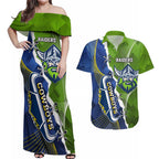 Personalised Cowboys And Raiders Rugby Couples Matching Off Shoulder Maxi Dress and Hawaiian Shirt Sporty Version
