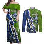 Personalised Cowboys And Raiders Rugby Couples Matching Off Shoulder Maxi Dress and Long Sleeve Button Shirt Sporty Version