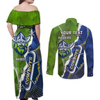 Personalised Cowboys And Raiders Rugby Couples Matching Off Shoulder Maxi Dress and Long Sleeve Button Shirt Sporty Version