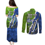 Personalised Cowboys And Raiders Rugby Couples Matching Puletasi and Long Sleeve Button Shirt Sporty Version