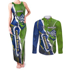 Personalised Cowboys And Raiders Rugby Couples Matching Tank Maxi Dress and Long Sleeve Button Shirt Sporty Version