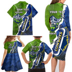 Personalised Cowboys And Raiders Rugby Family Matching Long Sleeve Bodycon Dress and Hawaiian Shirt Sporty Version