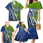 Personalised Cowboys And Raiders Rugby Family Matching Mermaid Dress and Hawaiian Shirt Sporty Version