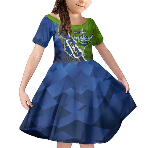 Personalised Cowboys And Raiders Rugby Family Matching Mermaid Dress and Hawaiian Shirt Sporty Version