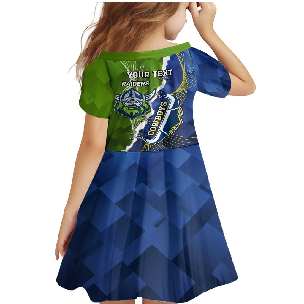 Personalised Cowboys And Raiders Rugby Family Matching Mermaid Dress and Hawaiian Shirt Sporty Version
