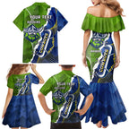 Personalised Cowboys And Raiders Rugby Family Matching Mermaid Dress and Hawaiian Shirt Sporty Version
