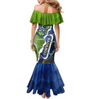 Personalised Cowboys And Raiders Rugby Family Matching Mermaid Dress and Hawaiian Shirt Sporty Version