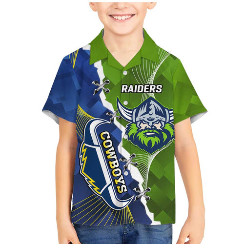 Personalised Cowboys And Raiders Rugby Family Matching Mermaid Dress and Hawaiian Shirt Sporty Version