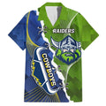 Personalised Cowboys And Raiders Rugby Family Matching Off The Shoulder Long Sleeve Dress and Hawaiian Shirt Sporty Version